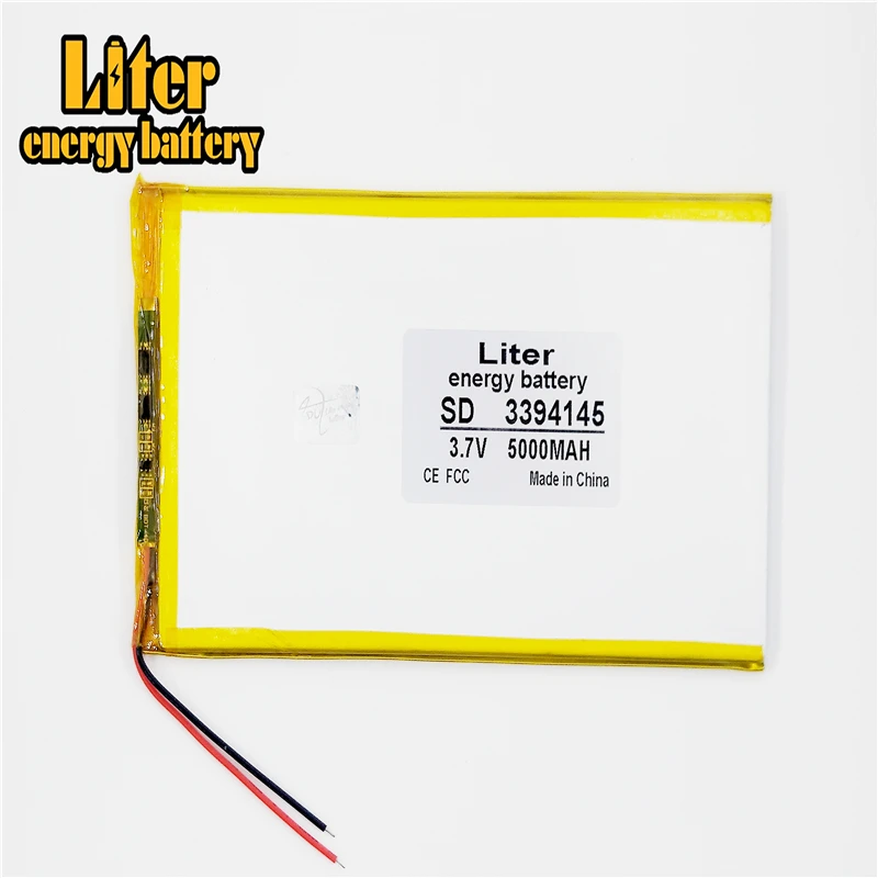 Célula de bateria recarregável li-po, 3.7v, 5000mah, 3394145 de lítio, polímero, li-po, para mp3, mp4, mp5, gps, tablet