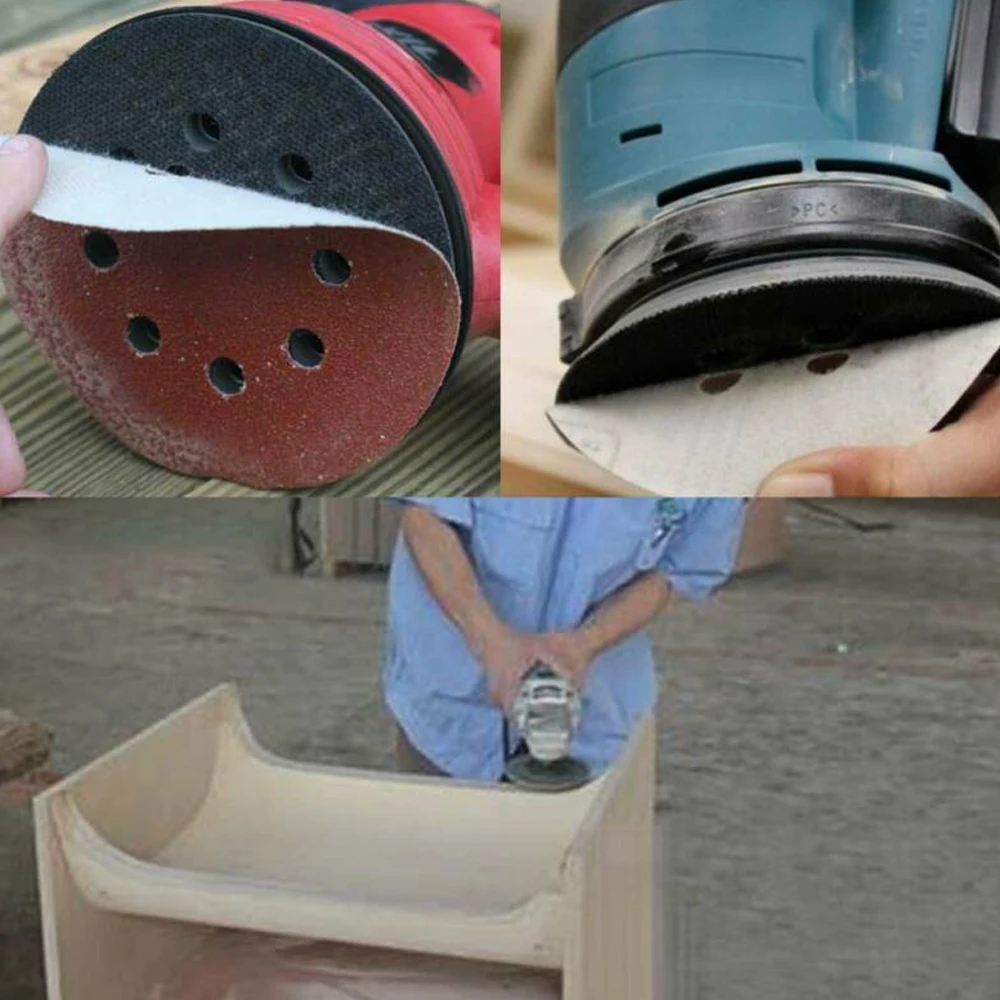 10pcs 5Inch 125mm Round Sandpaper 8 Holes Disk Sand Sheets Grit 40-3000 Hook and Loop Sanding Disc Abrasives for Polish