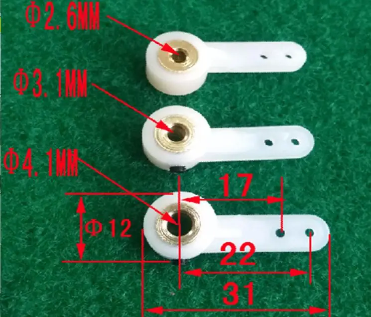 Brazos de timón de 2,1/2,6/3,1/4,1mm de diámetro, brazo de dirección de tren de aterrizaje, accesorios de bricolaje para piezas de aviones RC, 4