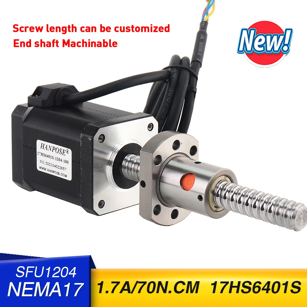 

SFU1204 ballscrew 150 250 350MM 1.8A 70N.CM 17HS6401S for CNC engraving machine or precision machine nema17 stepper motor