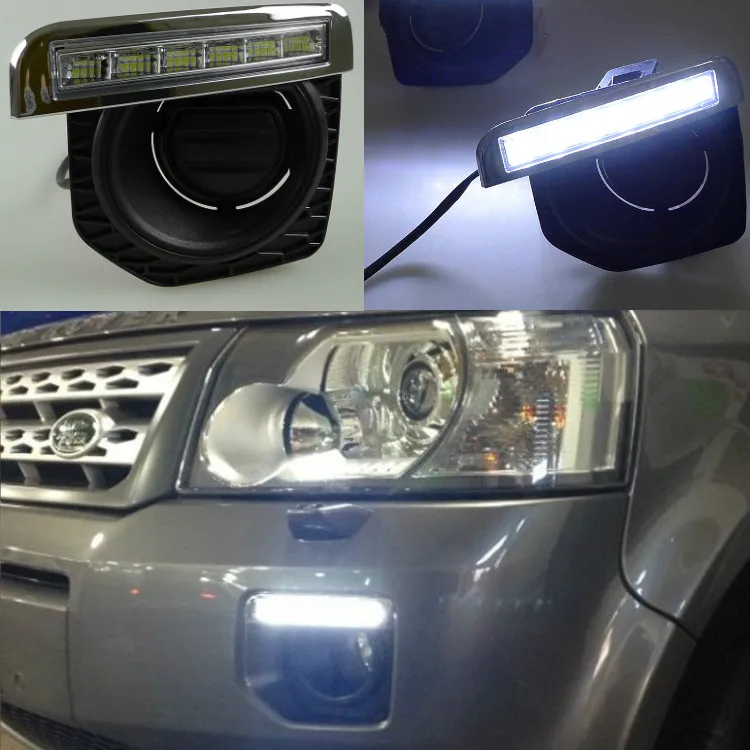 1 set For Land Rover Freelander 2 2012 2013 2014 DRL Daytime Running lights car LED with fog head lamp cover car-styling