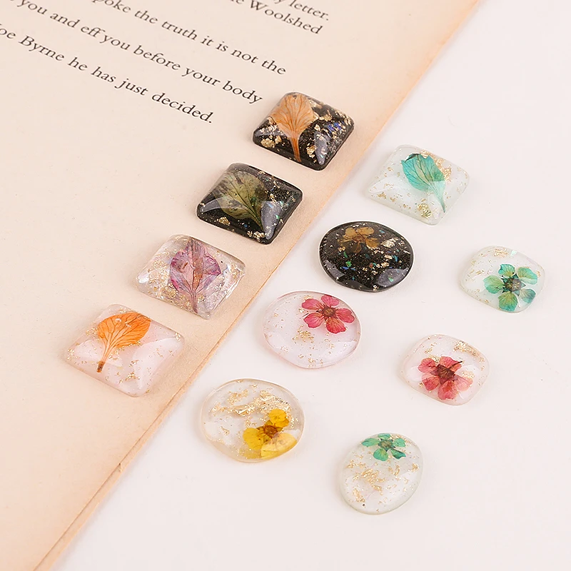 20pcs DIY handmade earring accessories resin drip gel shell flower immortal flower inside charm headdress tag