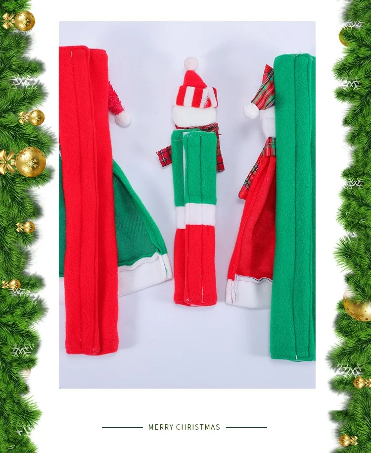 Refrigerator decoration flannelette Santa Claus snowman four-piece Set2020 New Year festival interior home Christmas decoration