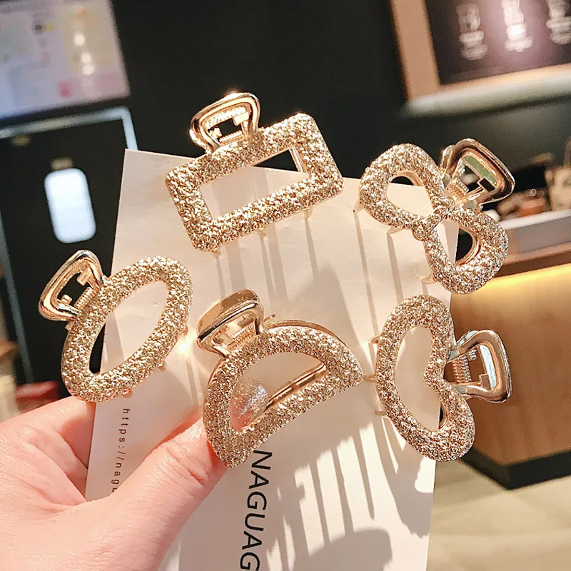 2021 New Fashion Exquisite Medium Small Geometric Hair Claw for Women Girl Clamps Hair Crab Metal Hair Clip Accessories Headwear