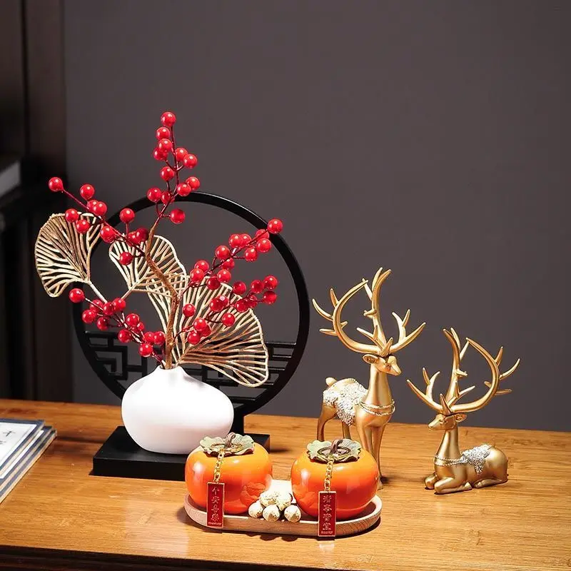 

Chinese Style Home Decoration Living Room Dry Flower Simulation Flower Chinese Style Study Decoration Handicraft Decoration Wine