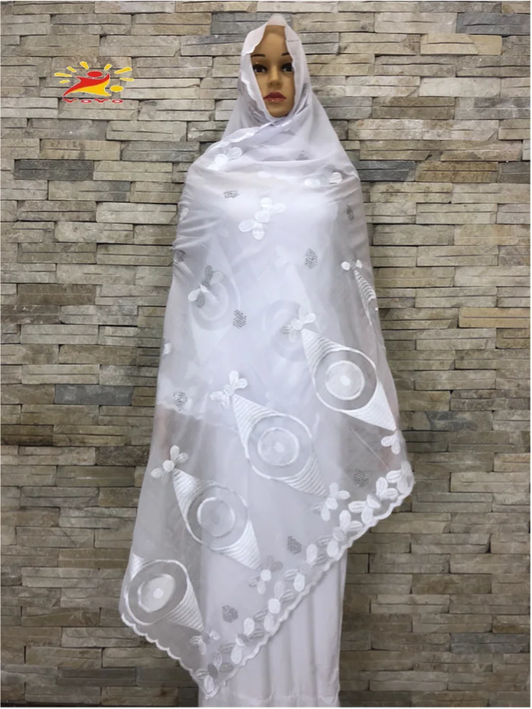 100% Cotton Scarf African Women Dubai  Fashion Muslim Women Embroidery Hijab Scarf  Headscarf HB091