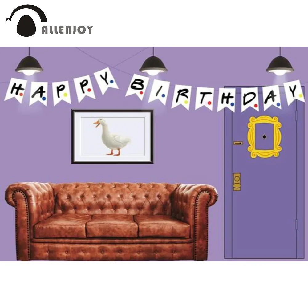 Allenjoy-Fondo de fiesta de cumpleaños con temática de amigos, fotografía púrpura, decoración de bienvenida para baby shower, banner, accesorios de fondo para fotos