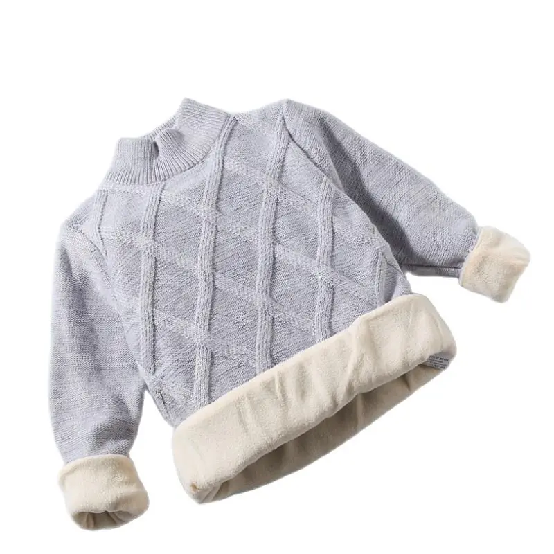 New boys cotton Plus velvet Warm Pullovers plush inside sweaters girls Winter Autumn Knitted Loose jacket 2-10Y child tops