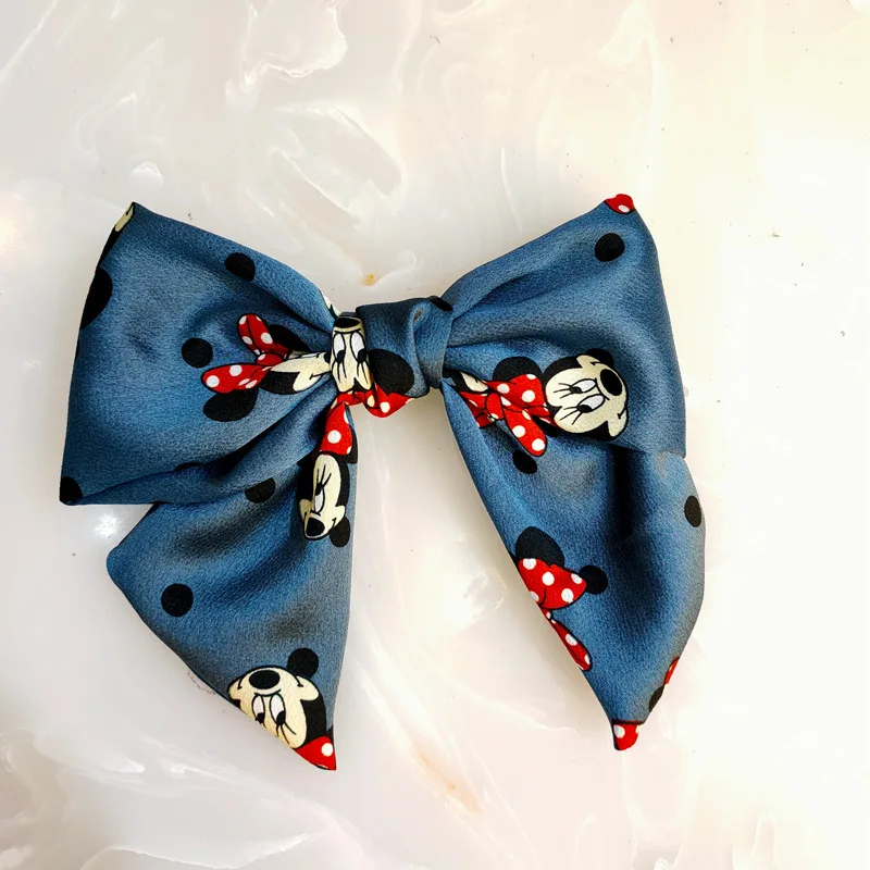 New Wide-Brimmed Mickey Bow Hairpin All-match Minnie Handmade Fabric Spring Clip Cute Hair Accessories Girl