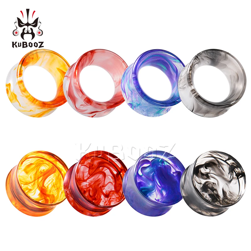 KUBOOZ Lekkie Akrylowe Modne Tunele i Rozciągacze do Uszu z Wzorem Smogu, Rozmiary 8-50mm, Biżuteria do Przekłuwania Uszu, 2 sztuki