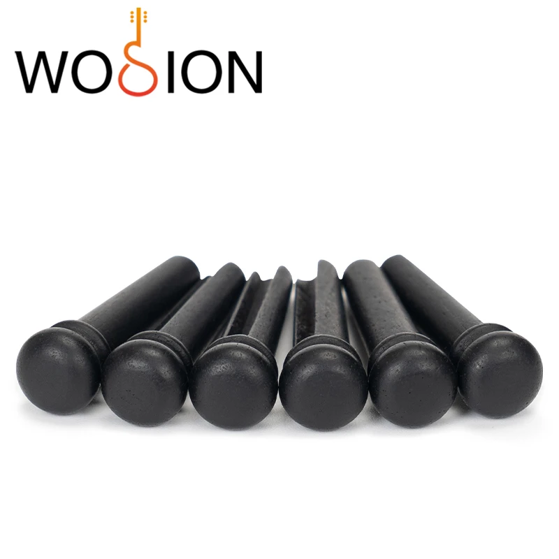 Wosion    Ebony acoustic guitar Bridge Pins Black  ， A set of 6。  Guitar Fixed string nail