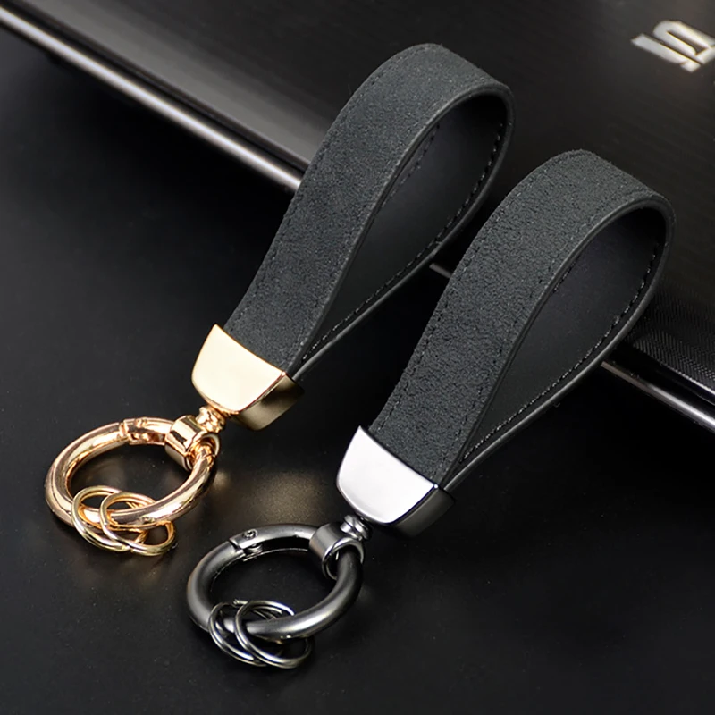 High-Grade Suede Leather Car Key Chain Luxury Key Rings Holder Buckle Alcantara Bag Pendant Charms Best Gift for Christmas Xmas