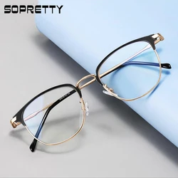 Gafas de Metal con bloqueo de rayos azules para hombres y mujeres, gafas de computadora antiluz azul, marcos de vidrio recetados para miopía, F4908