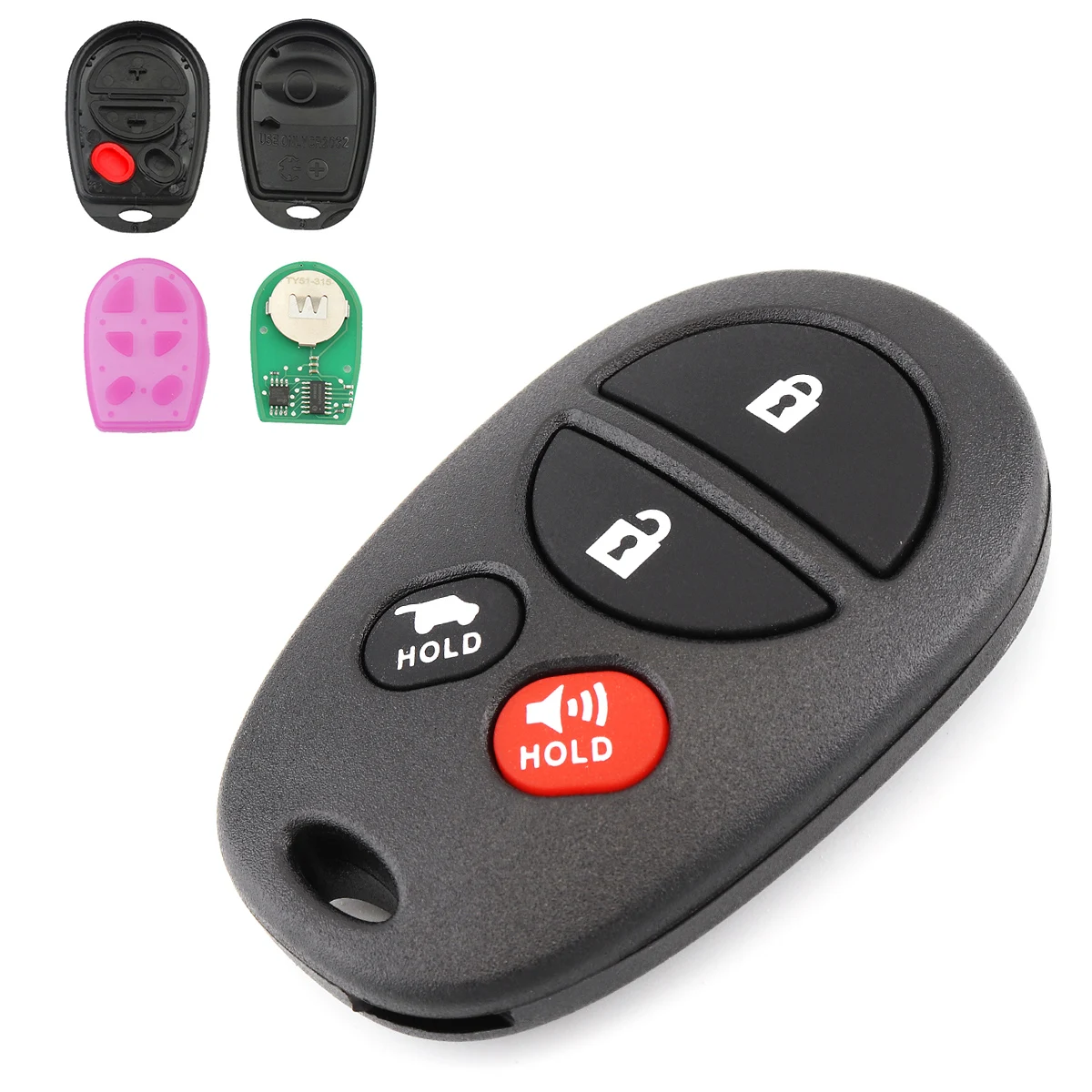 4 Button 315MHz Car Keyless Entry Remote Key Fob Replacement for Toyota Sienna Tundra Avalon Solara Sequoia Highlander 2004-2016