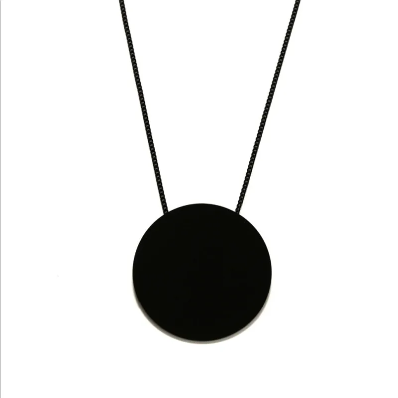 Fashion Round Acrylic Pendant Necklaces Womens Clothing Accessories Popular Exaggerated Black Necklaces Link Chain