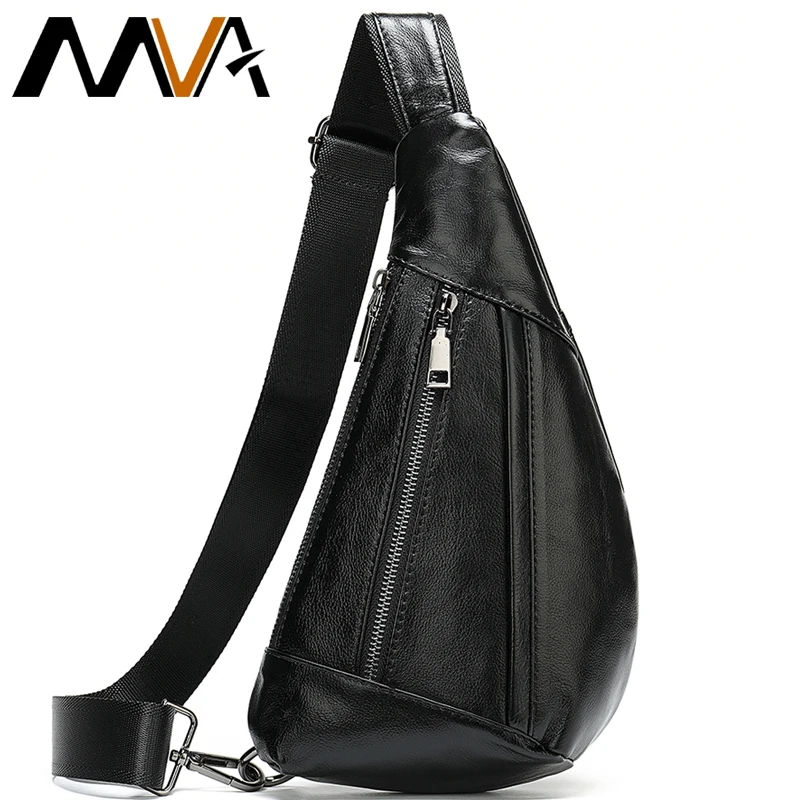 MVA Genuine Leather Bag Men\'s Crossbody Bag For Men Messenger Bags Men Leather Men\'s Shoulder/Chest Bags Small Chest Pack 7025