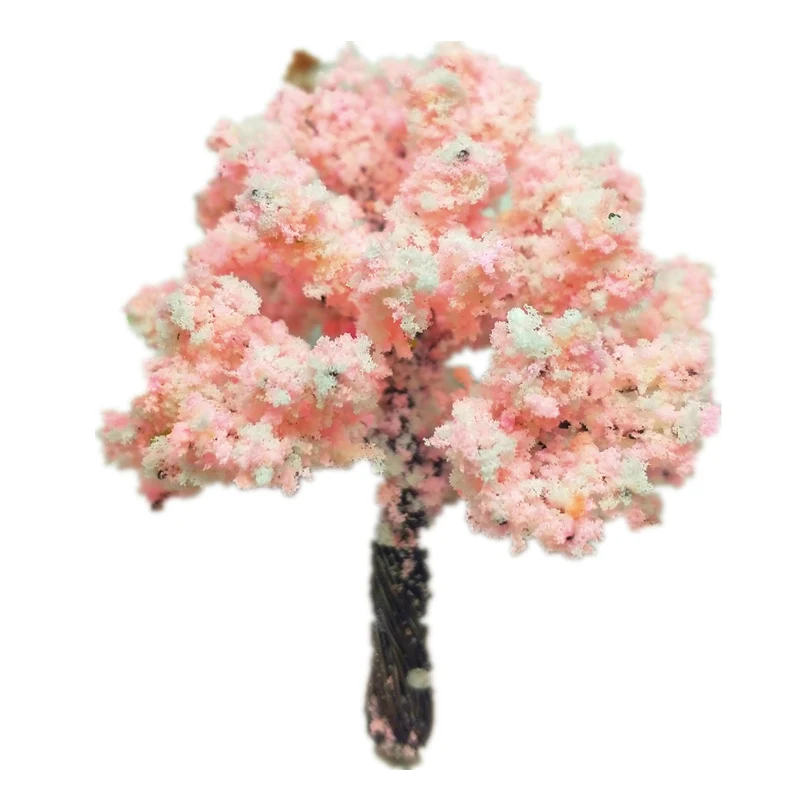 The cherry blossom trees 6 cm model train road landscape layout doll house toy scene peach tree