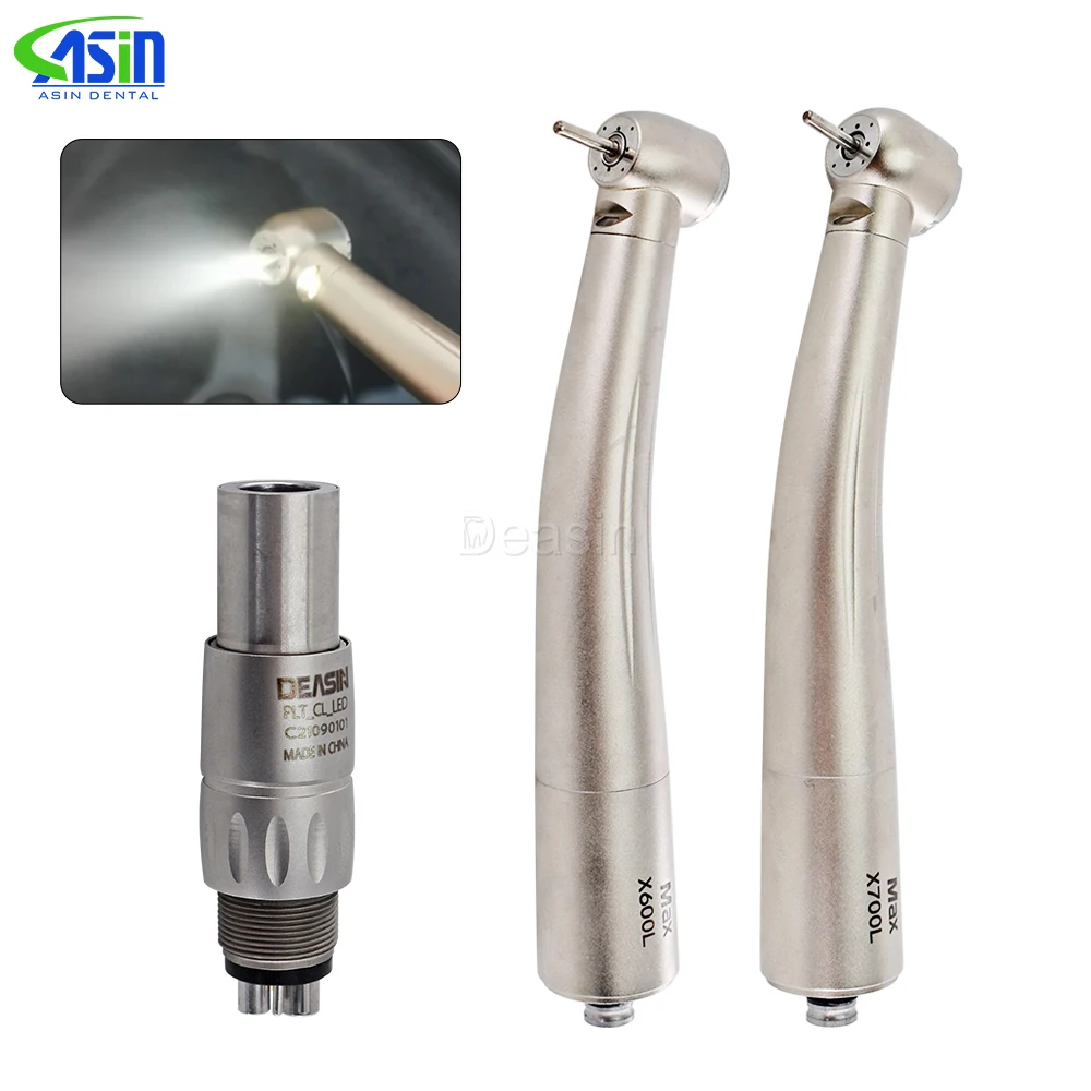 Dental Lab Equipment X600L X700L High Speed Ceramic Bearing Handpiece Air Turbine Standard Push Button Head With Optic Fiber