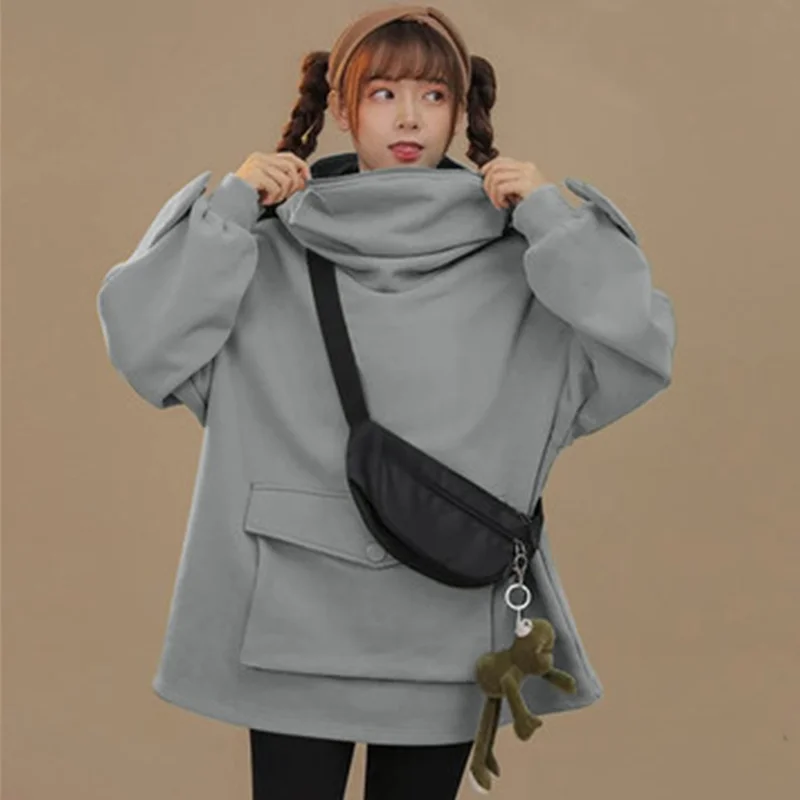 Frog oversized cartoon hoodie women fashion sweater casual solid color Korean student sweater spring and autumn frog hoodie