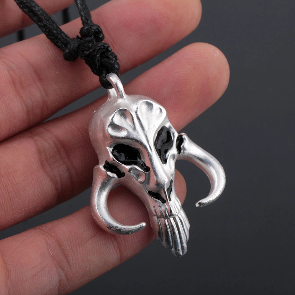 Mandalorian Pendant Keychain Rope Chains Bounty Hunter Baby Yoda Jewelry Hunter Skull Pendants Necklaces Colar Birthday Gifts