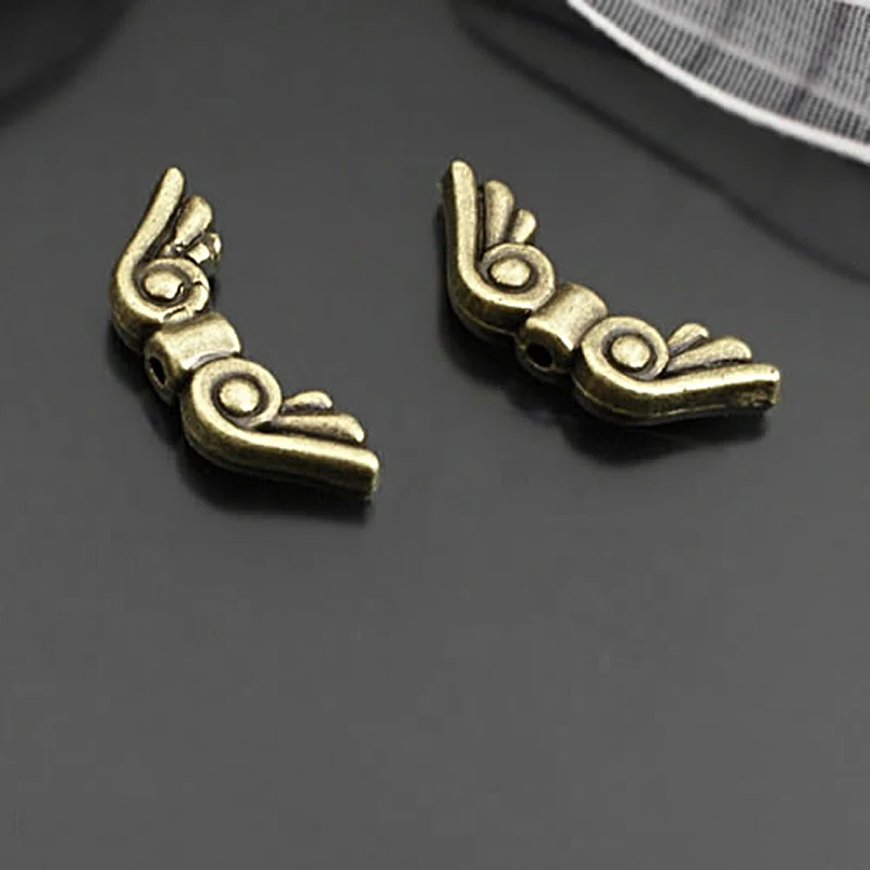 (B114)50 pieces 20x7mm Antique Bronze Zinc Alloy Wing Spacer Bracelet Beads Diy Jewelry Findings Accessories Wholesale