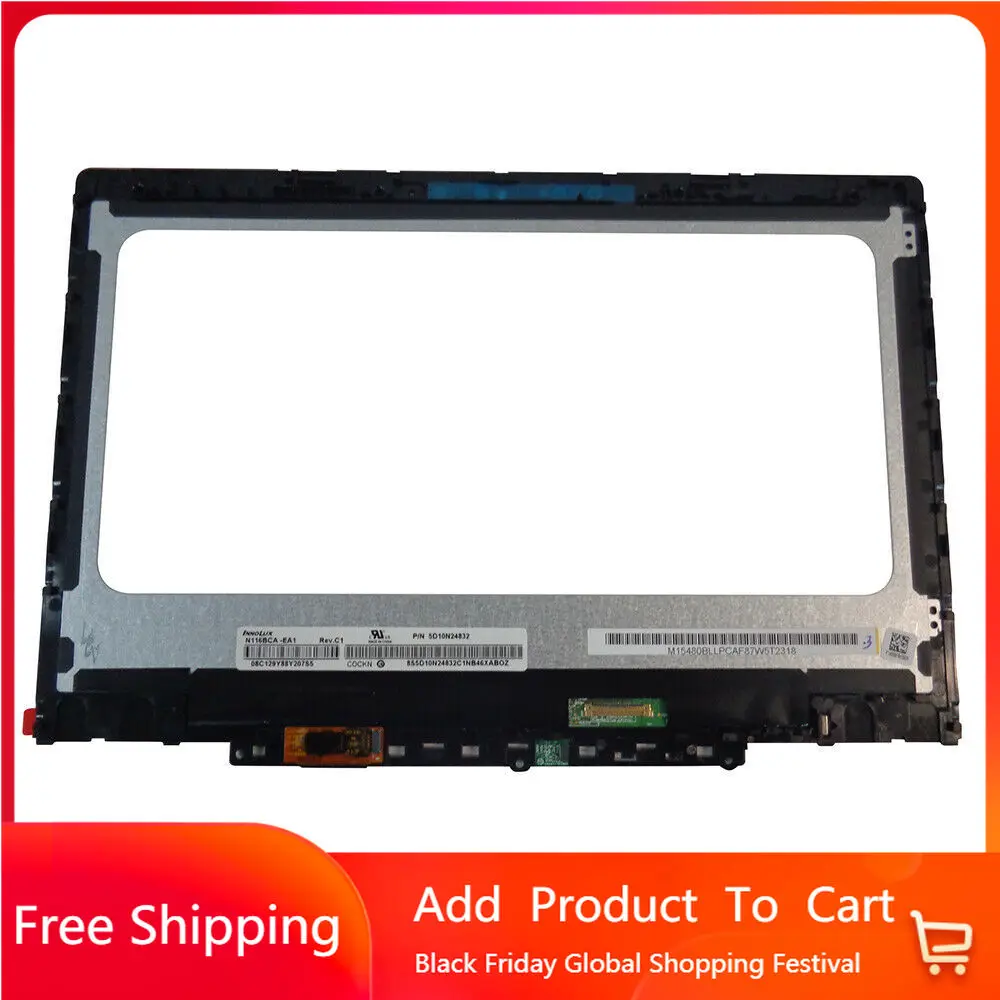 

11.6 inch Laptop Display For Lenovo Chromebook 500E 500E1 1nd 81ES 81ES0007US 500E2 2nd Gen 81MC0000US IPS HD LCD Touch Screen