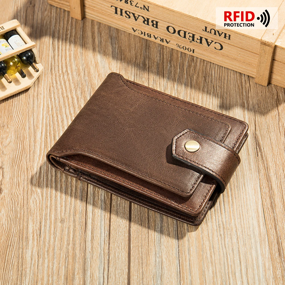 

MVA Men Leather Wallet 2023 Fashion RFID NFC Credit ID Card Holder Anti-theft Bussiness Wallets Vintage Money Case Purse