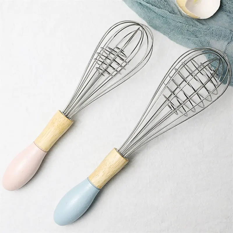 

Manual Egg Blender with Wood Handle Stainless Steel Hand Beater Dough Cream Stirring Mixer Whisk Cooking Baking Kitchen Tools