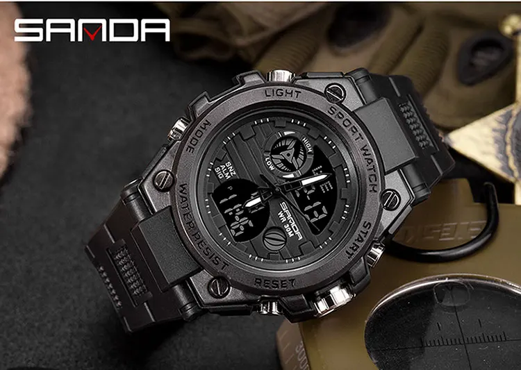 SANDA G Style Men Digital Watch Date Military Sports Watches Waterproof Electronic Wristwatch Mens Clock Orologio Da Uomo 739