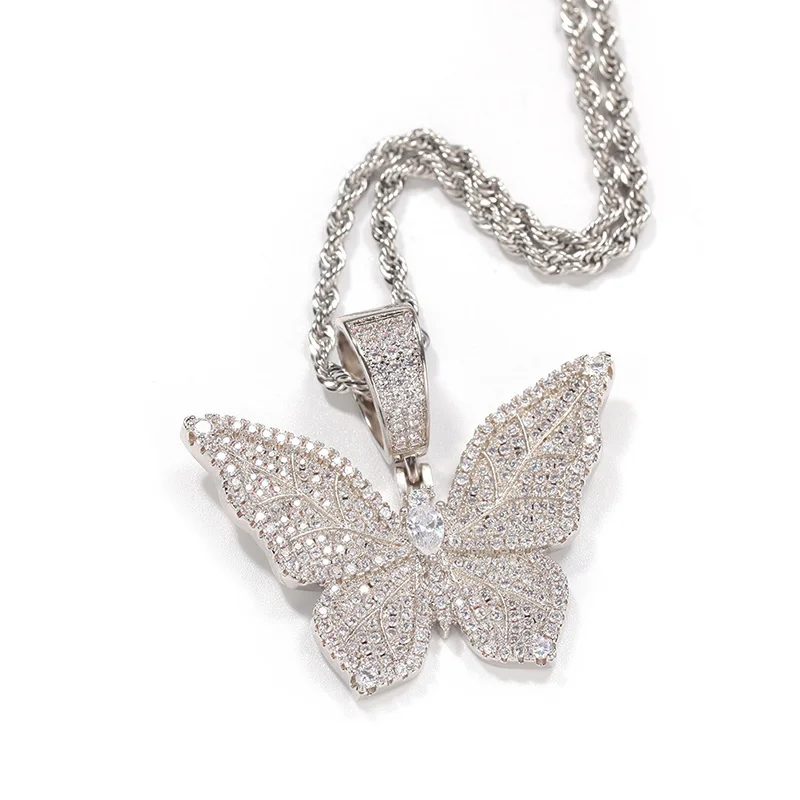 

Набор когтей в стиле хип-хоп AAA + CZ Stone Bling Iced Out, однотонные подвески-бабочки, ожерелья для женщин и мужчин, ювелирные изделия в стиле рэпер, Прямая доставка