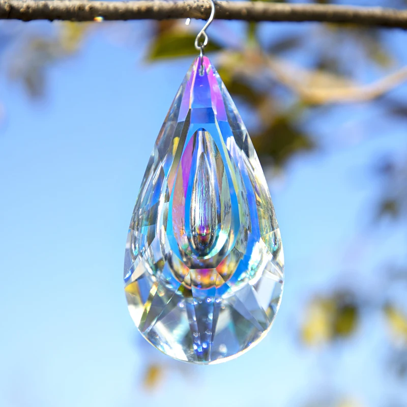 H&D 120mm AB-Color Hanging Crystals Prism Suncatcher for Windows Decoration Chandelier Parts DIY Home Wedding Decor Accessories