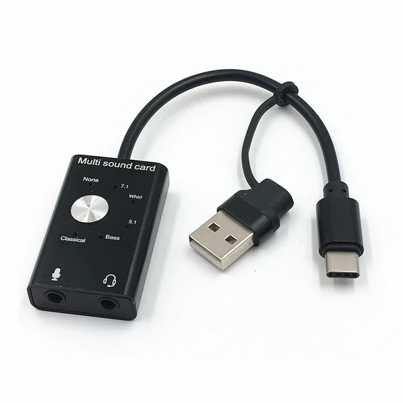 المحمولة الخارجية كارت الصوت USB 2.0 Type-C إلى 3.5 مللي متر جاك سماعة ميكروفون محول الصوت ل ويندوز ماك لينكس أندرويد