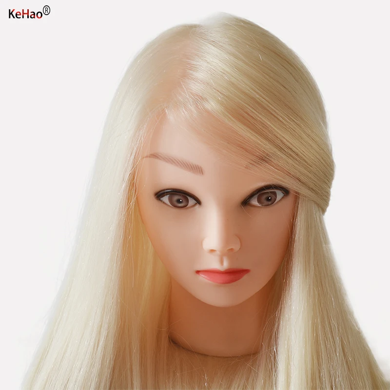 Training Head With 85% Blonde White Real Hair Can  Practice Curl Hot Iron Straighten Hairstyle Doll Mannequin Head Hairdresser