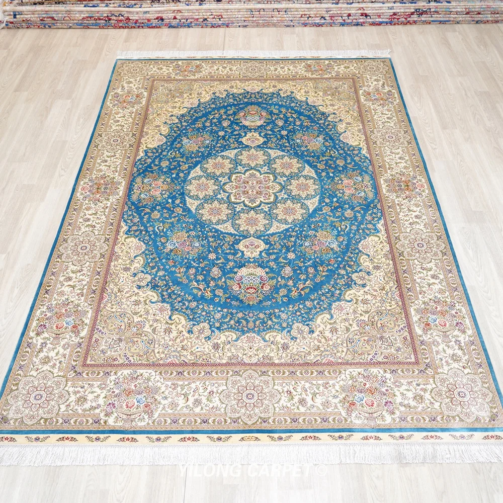 6'x9' Hand Knotted Traditional Blue Carpet Vantage Persian Silk Rugs (YL0984A)