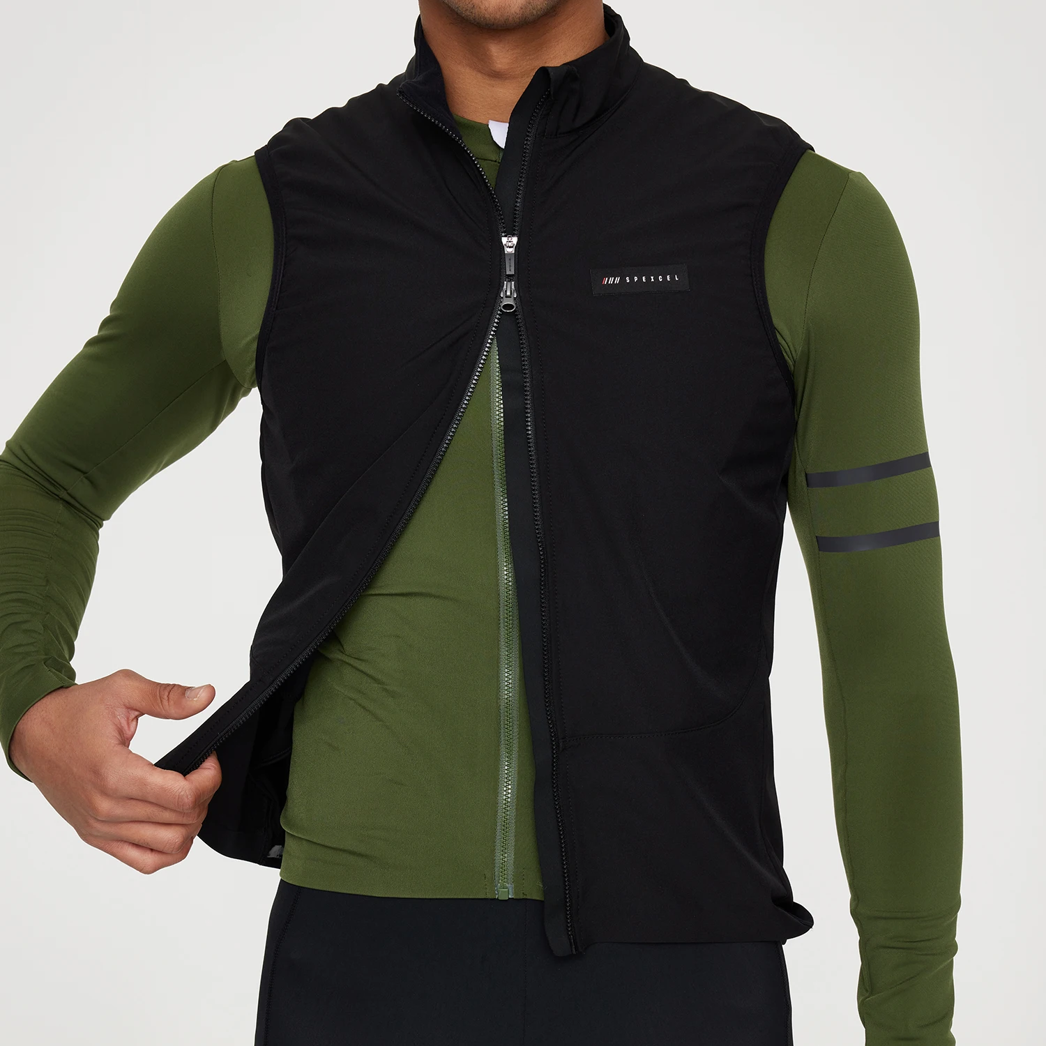 SPEXCEL 2021 New Update winter ride Windproof and thermal fleece cycling Vest GILET 2 layer bike Windbreak vest two way zip