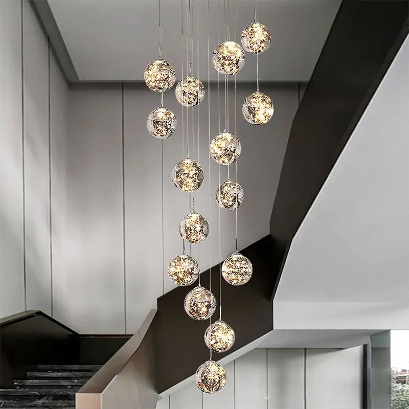 LED Nordic Chandelier Indoor Lighting Living Room Chandeliers Decoration Glass Ball Pendant Lights For Home Hotel Lobby Lamp
