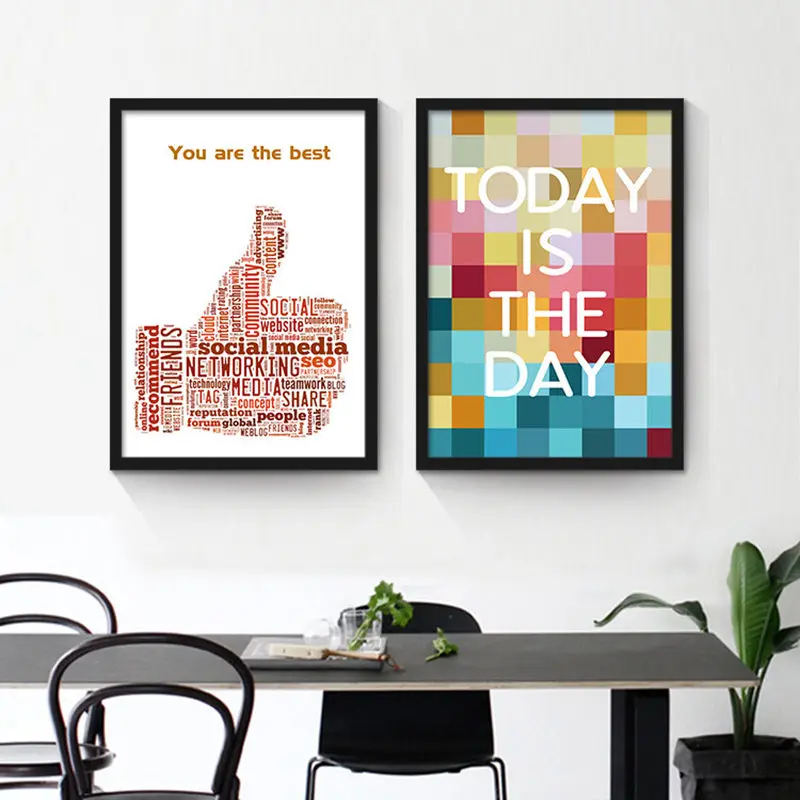 Motivational Posters Adornment Wall Picture Simple Words Letter Oil Painting Retro Bar Cafe PostersWall Painting