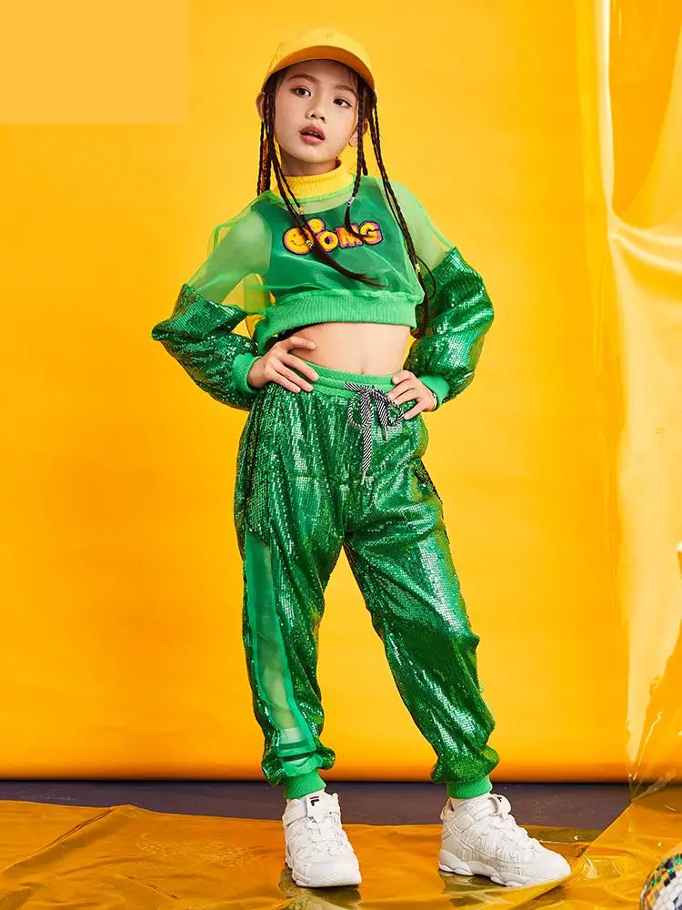 Costume de Jazz et de danse pour enfants, tenue de rue à paillettes, pour spectacle sur scène, vêtements de danse modernes, Hip Hop, nouvelle collection 2020