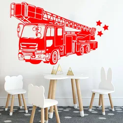 Firetruck Wall Sticker Cartoon Fire Hydrant Car Vehicle Wall Nursery Interior Wall Decal Children Room Home Decoration Z076
