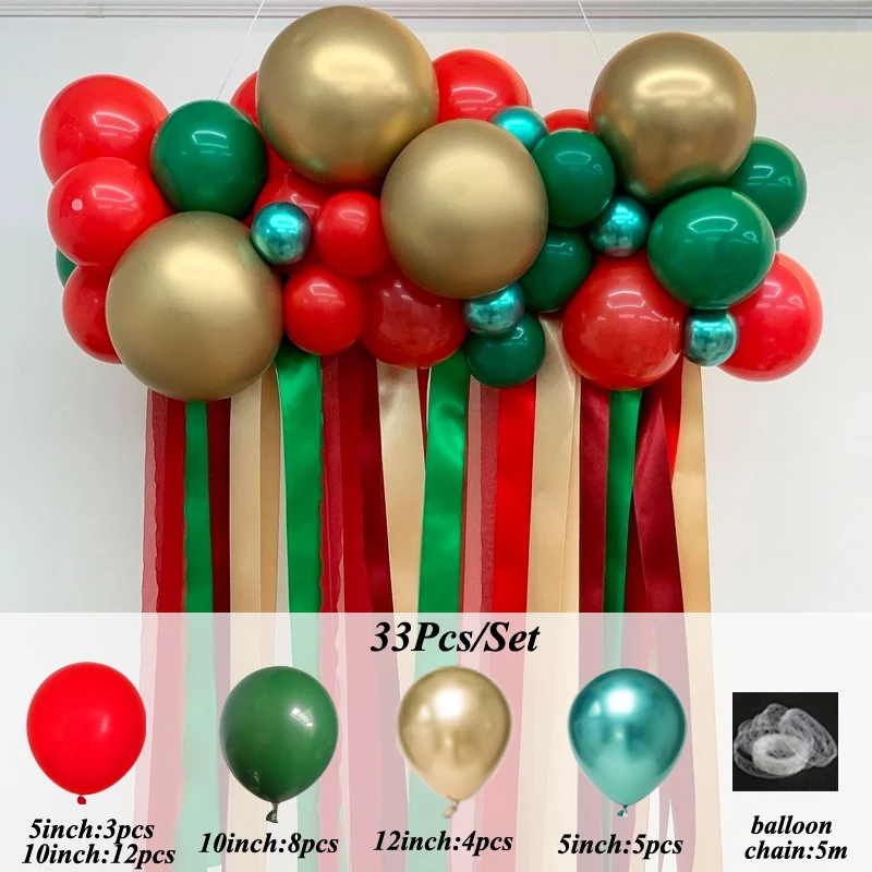 39Pcs/Set Glod Green Metallic Balloons Garland Christmas Decorations 2022 Baby Shower Arche Globos Wedding Birthday Party Decor