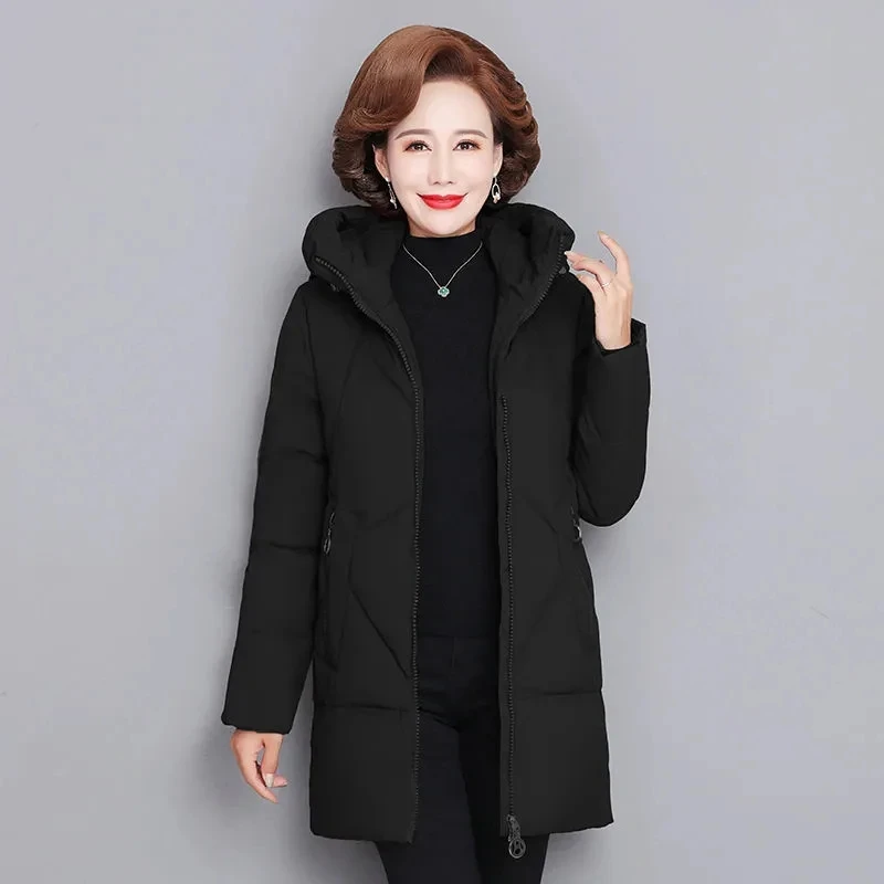 2022 New Winter Padded Jacket Mother Mid-Aged and elderly female Long Cotton-Padded Jacket Thick Parkas Mother Down Cotton Coat