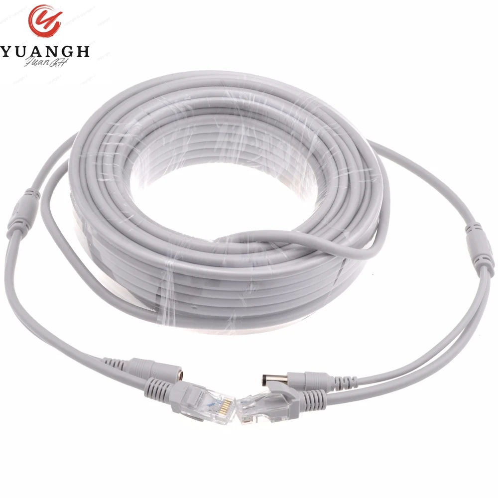 Ethernet Network Cable 2.1mm/5.5mm Jack RJ45 + DC Power Extension Cable 5M/10M/20M/30M For IP Cameras NVR System