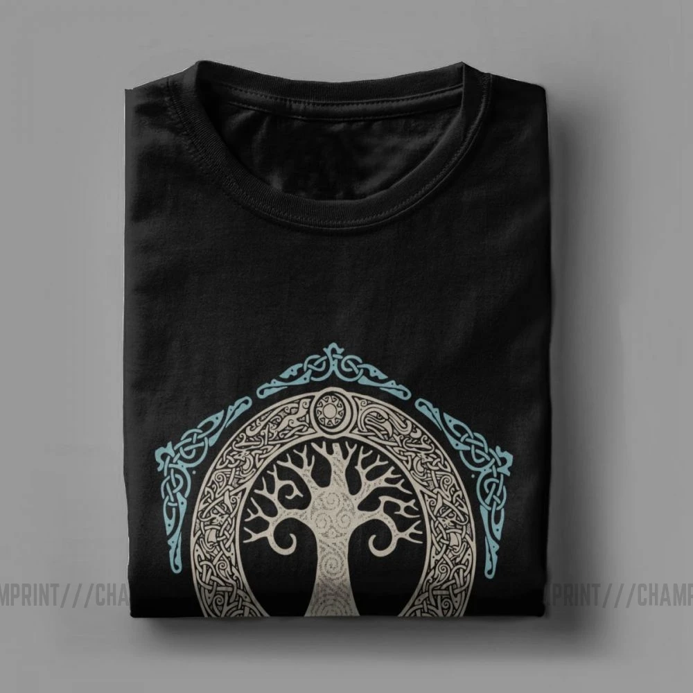 Valhalla Odin Yggdrasil Tree Of Life T Shirt for men Son of Odin Hipster Tees Short Sleeve T-Shirts 100% Cotton Plus Size