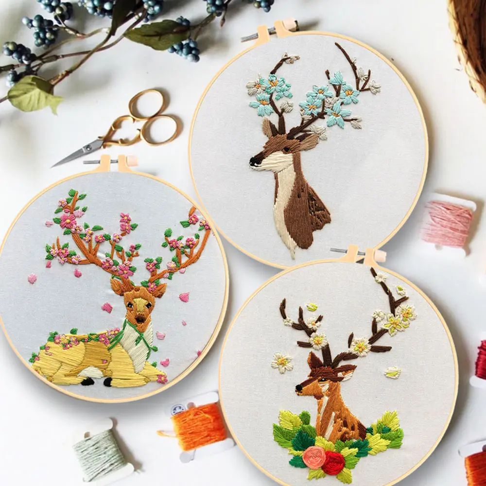

2 Sets Christmas Series Embroidery Knitting Kit Handcrafts Cross Stitch For Beginners Home Art Decor Paintings DIY Tools Package