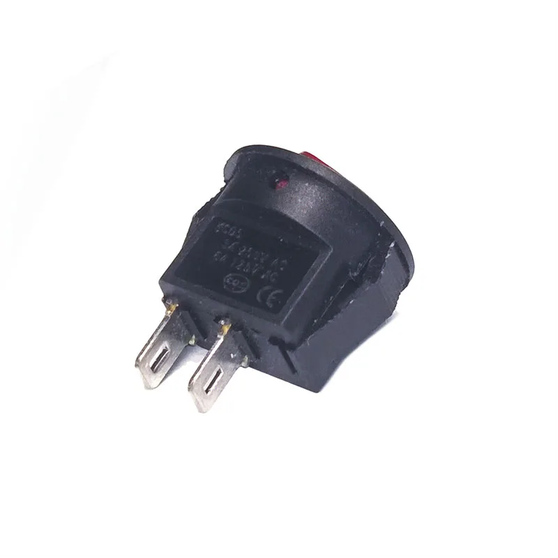 5/10 peças em lote 16 mm preto vermelho pequeno círculo 2pin 250v 3a interruptor de balancim tipo pressão spst em fora da posição de balancim cobre