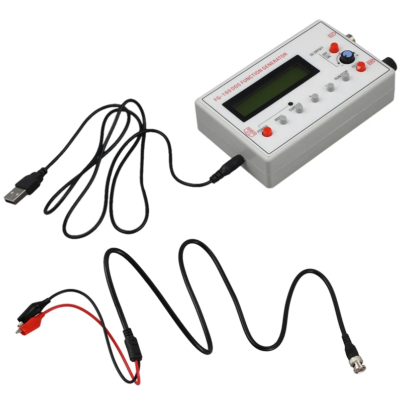 1Pcs FG-100 DDS Function Signal Generator Frequency Counter 1Hz - 500KHz & 1Pcs P1011 BNC Q9 Male Double Dot Crocodile Oscillosc