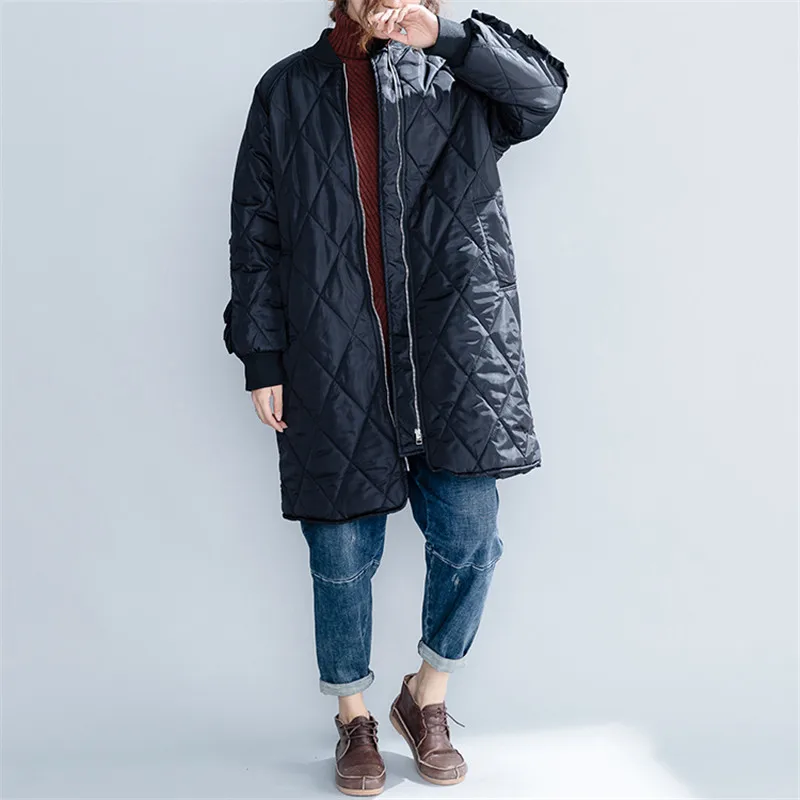 Autumn Winter Jackets Fashion Femme Women\'s Oversize Clothes Korean Long Paragraph fluffy Down cotton Parkas Coat Outerwear A848