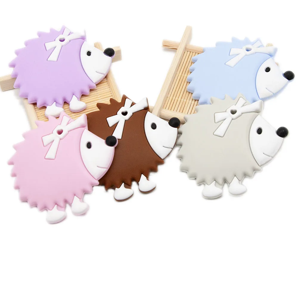 Bonito-idéia 1pc ouriço silicone mordedor animal dos desenhos animados bebê mordedor infantil dentição colar diy chupeta acessórios de corrente