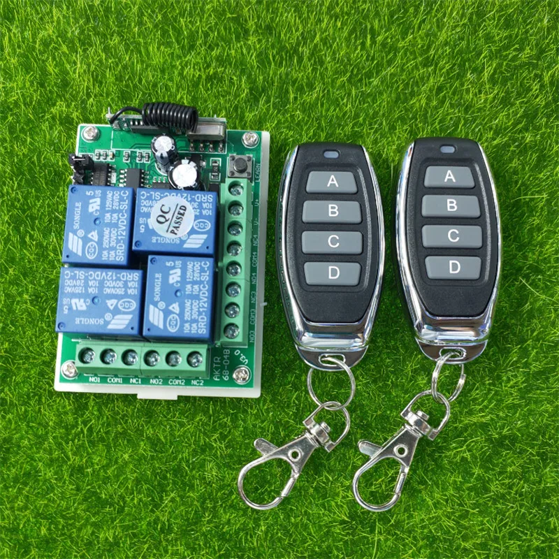 

Smart Multiple DC 12V 24V 10A 315/433 MHz 4CH 4 CH Wireless Relay RF Remote Control Switch Receiver+ 4 Button Transmitter