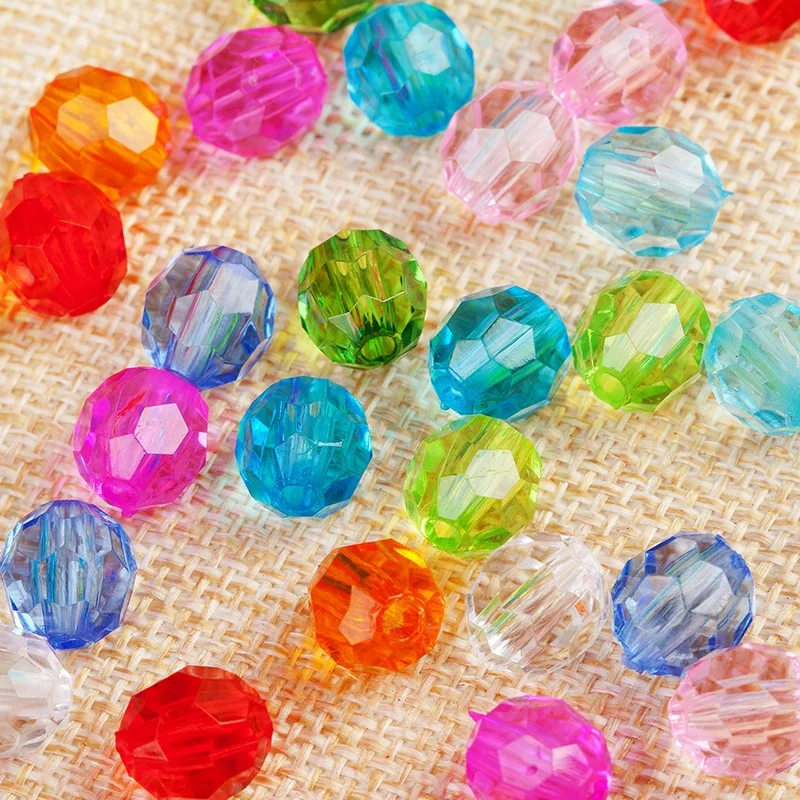 DIY Jewelry Findings Clear White Acrylic Faceted Round Beads 6mm 8mm 10mm 12mm 14mm 16mm 18mm 20mm 25mm 30mm Plastic Loose Bead